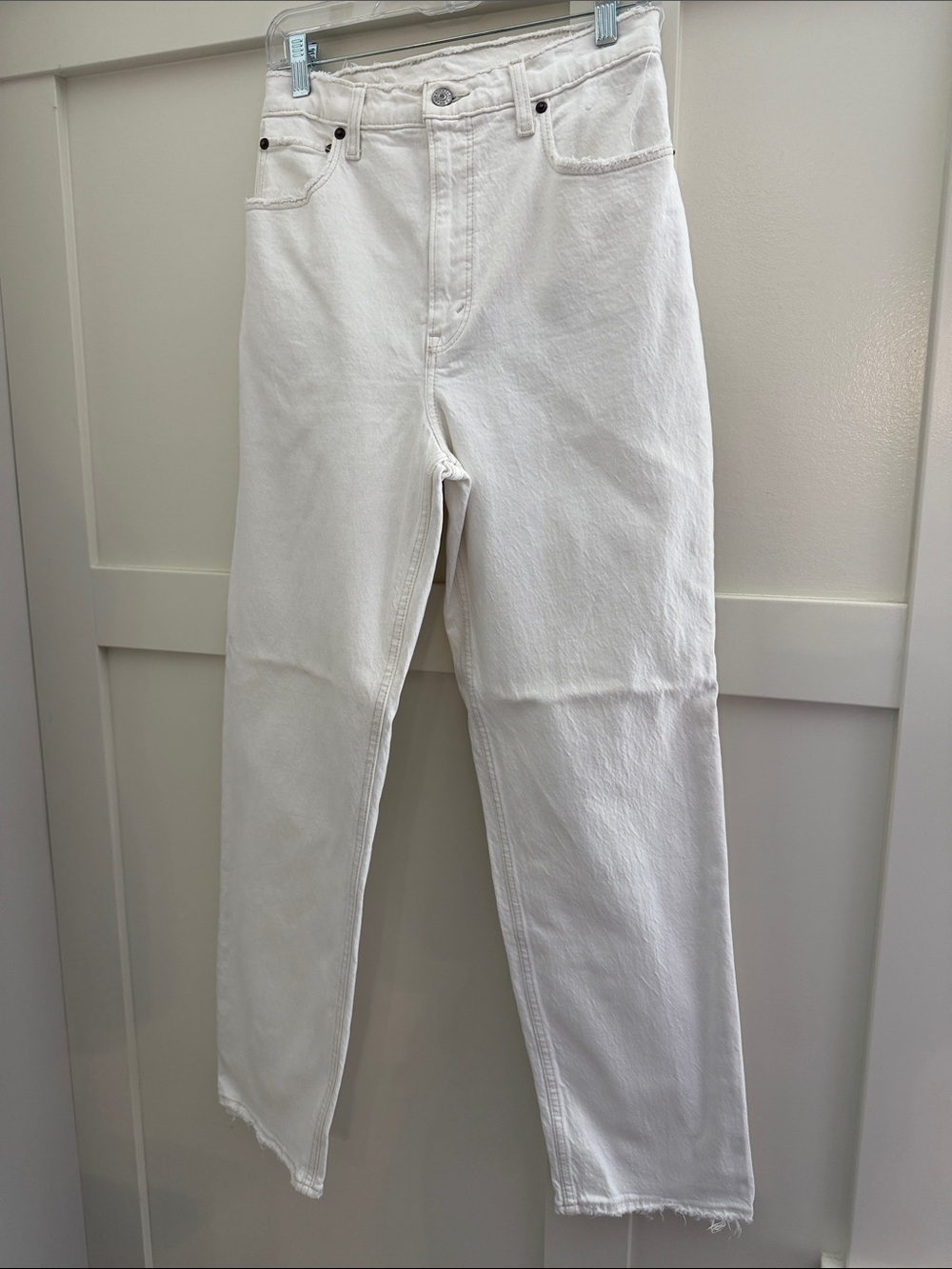 Abercrombie & Fitch White Straight-Leg Jeans